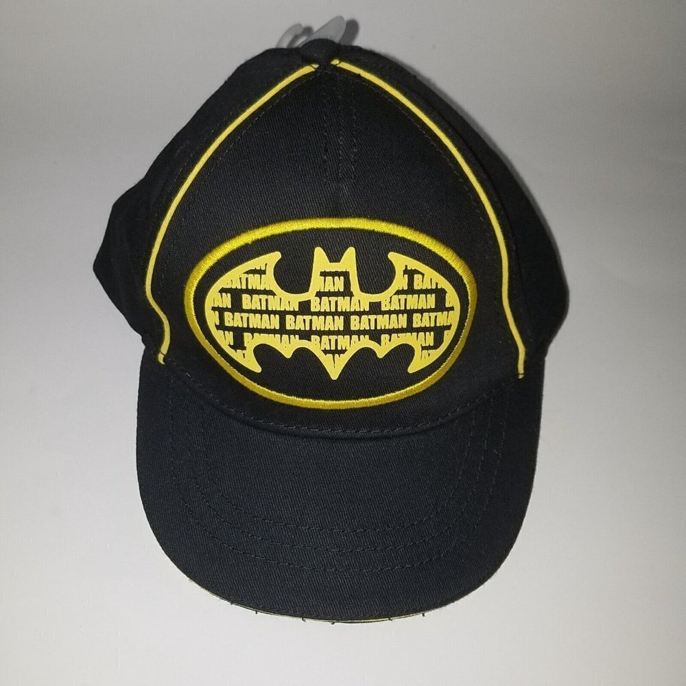 NEW DC Batman Hat Baseball Cap Black Yellow Baby Toddler 24 Months - 3T
